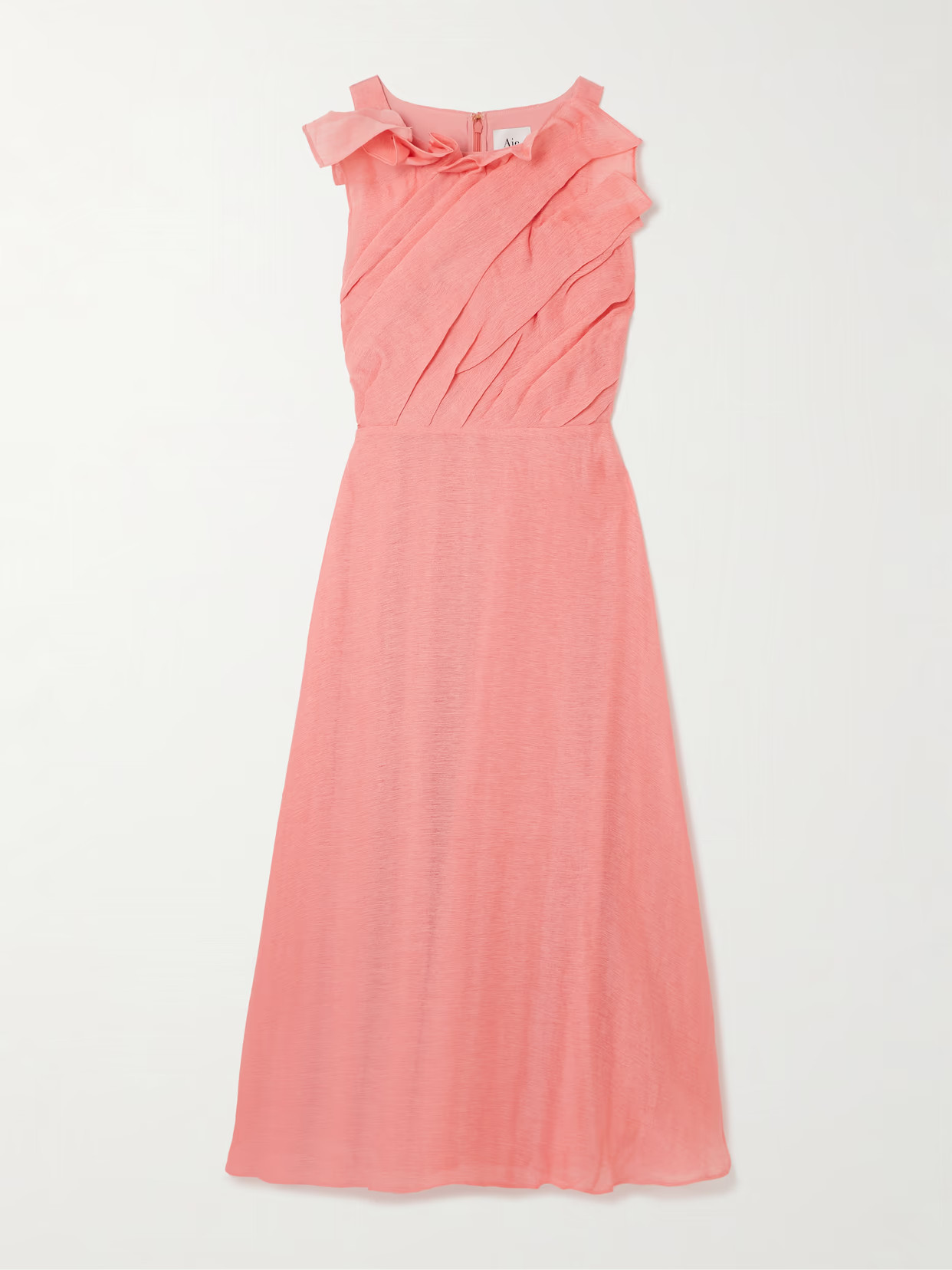 Aje - Genesis Ruffled Pleated Muslin Midi Dress - Orange | NET-A-PORTER (US)