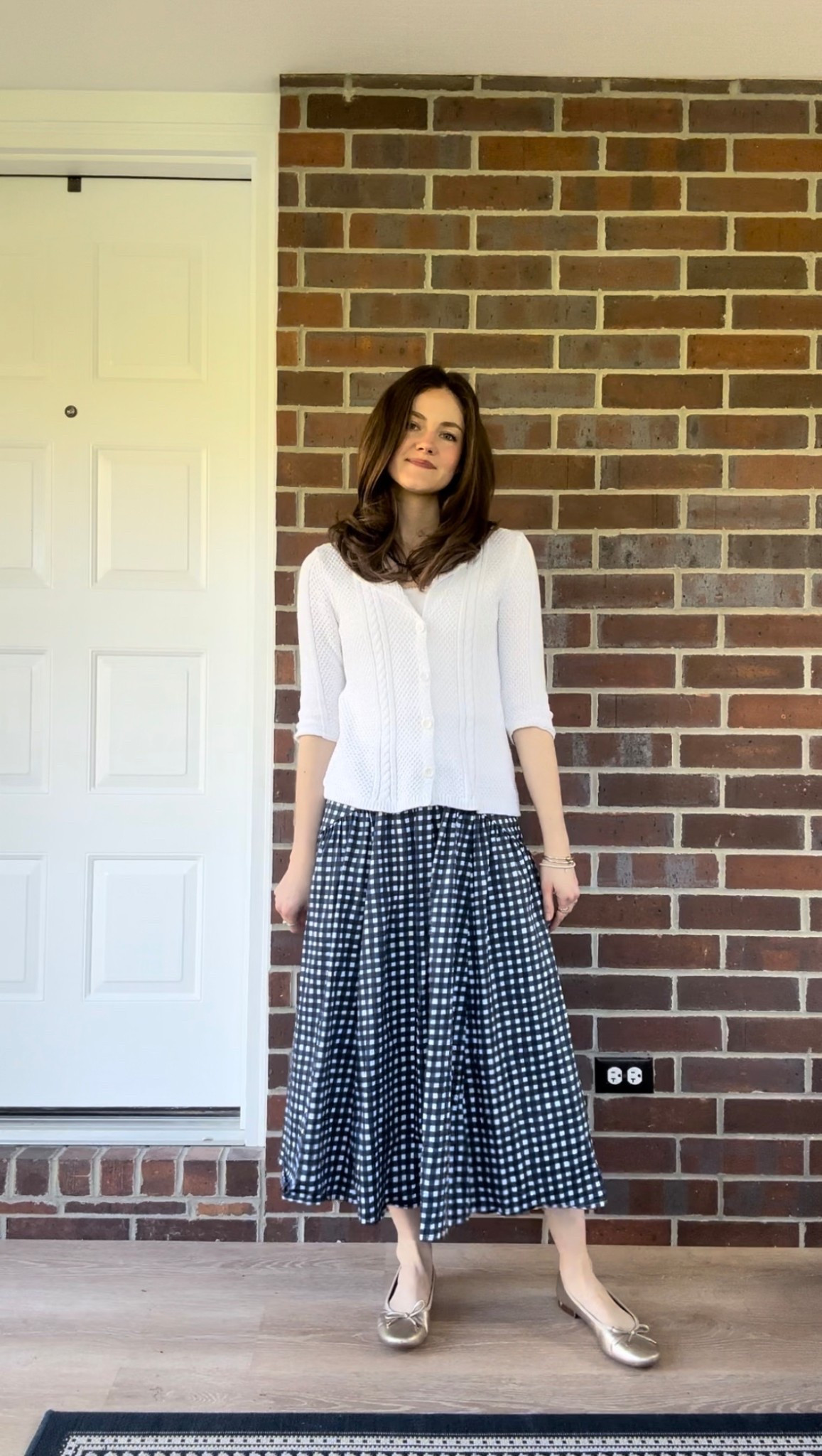 Perfect summer midi skirt in Navy gingham. I think the drop waist is fun although I have it covered here. Top is thrifted 

#LTKSeasonal