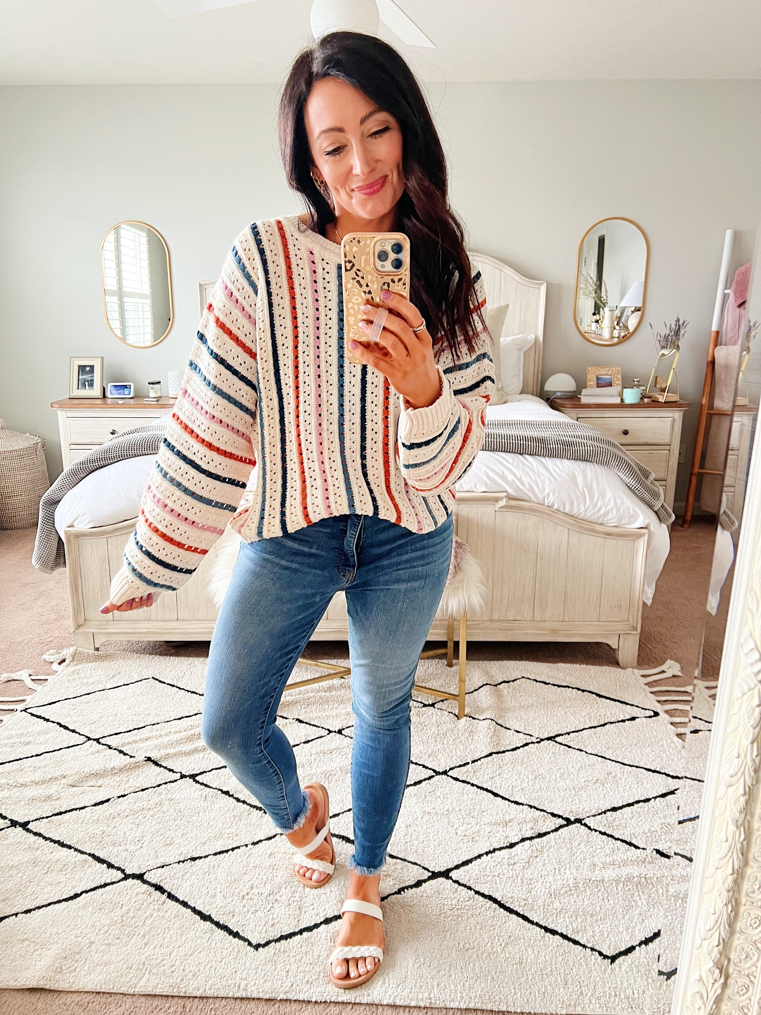 • size XL sweater but just go with your true size, if you want loose, just size up one
 • size 4 denim
• sandals tts 

#LTKunder50 #LTKFind #LTKstyletip