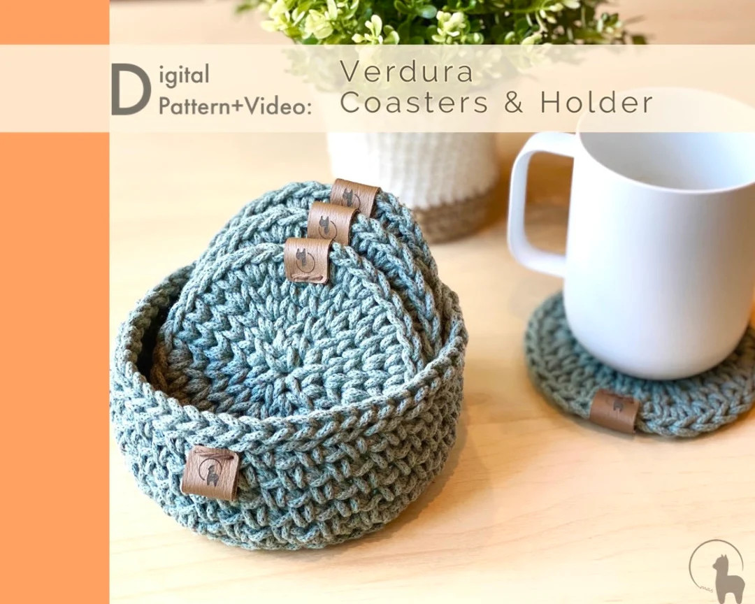 Crochet PATTERN: Coaster & Holder~ Verdura | 2 in 1 Pattern Bundle| PDF n Video Tutorial| Kitchen... | Etsy (US)