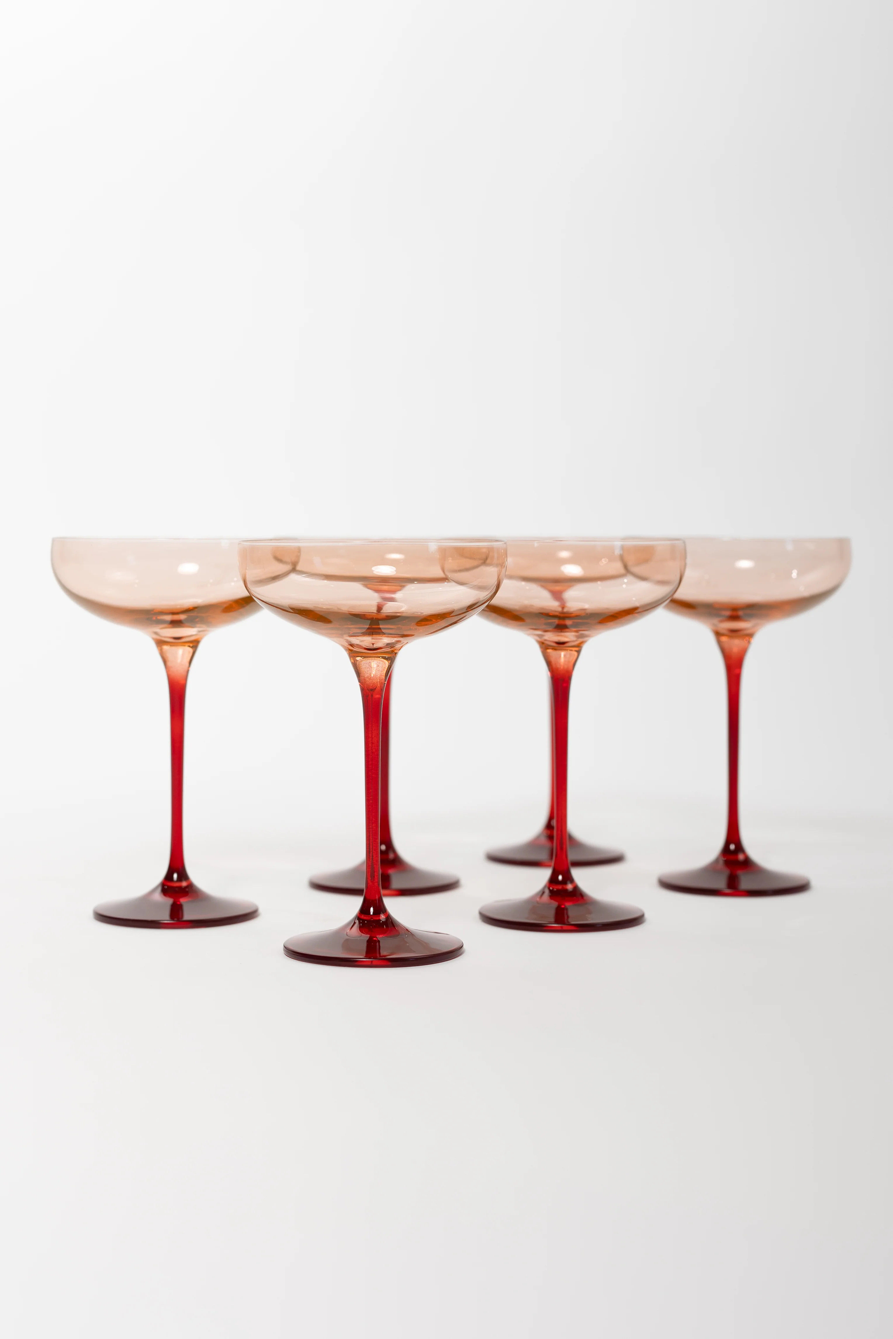 Estelle Colored Champagne Coupe - Set of 6 {Colorblock: Blush Pink + R | Estelle Colored Glass