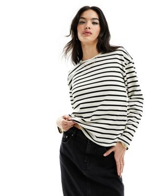 Mango stripe sweatshirt in black & white | ASOS | ASOS (Global)