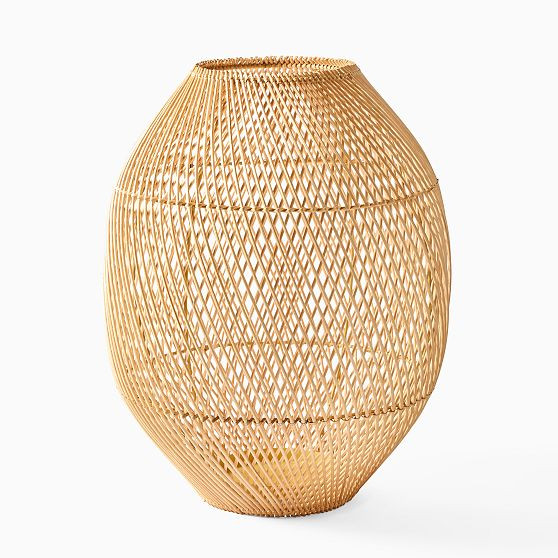 Wicker Globe Hurricanes Natural Wicker Large, 17.5""h | West Elm (US)