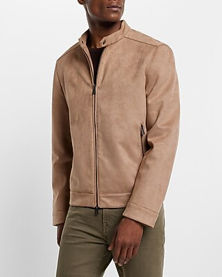 Brown Faux Suede Moto Jacket | Express