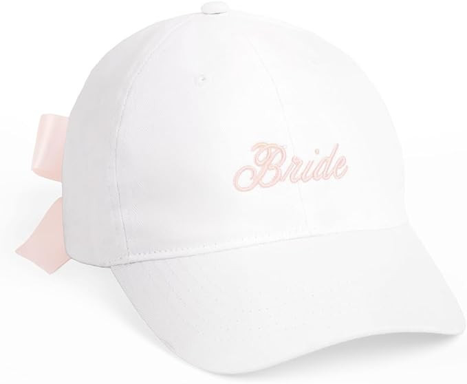 xo, Fetti White Bride Baseball Bow Hat | Bachelorette Accessory, Pink Bridal Headwear, Bach Party... | Amazon (US)