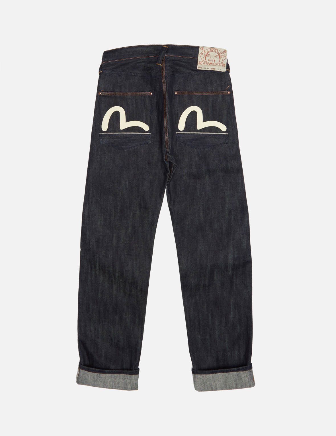 HANDPRINTED SEAGULL STRAIGHT FIT RAW DENIM SELVEDGE JEANS | Evisu Group Limited