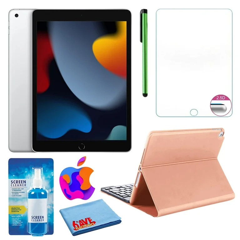 Apple 10.2" iPad (2021, 64GB, Wi-Fi, Silver) (MK2L3LL/A) Bundle with Rose Gold Keyboard Case & Sc... | Walmart (US)