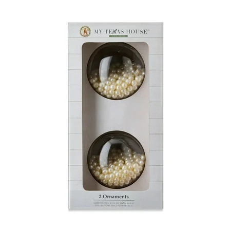 2 Count White Pearl Glass Christmas Ornaments, 3.55 in, by My Texas House | Walmart (US)