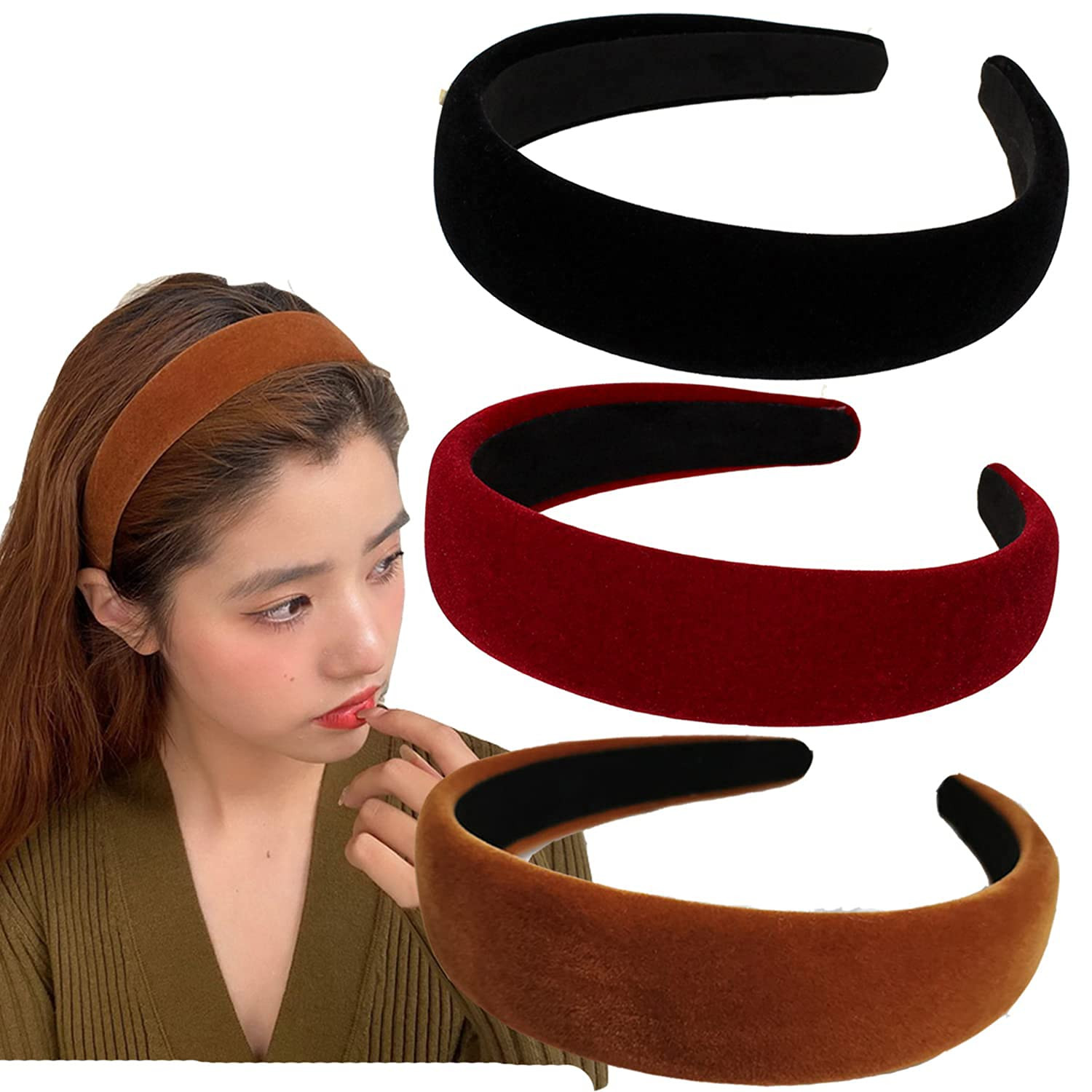 Velvet Wide Headbands for Women Soft Head Bands Diademas Para Mujer De Moda Hairbands for Women Girls Fashion No Slip Headband for Women Hairbands Hair Accessories | Amazon (US)