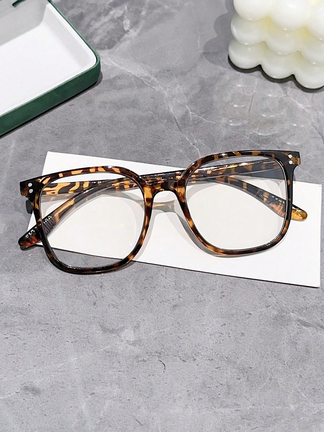 Trends1pc Women's Full-Frame Square Tortoiseshell Plastic Anti-Blue Light Glasses, 1pc Men's Blac... | SHEIN
