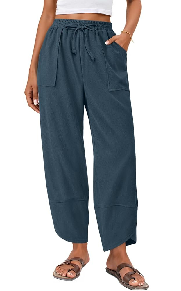 Anymiss Womens Baggy Corduroy Pants Casual Elastic Waisted Palazzo Harem Trousers M-3XL | Amazon (US)