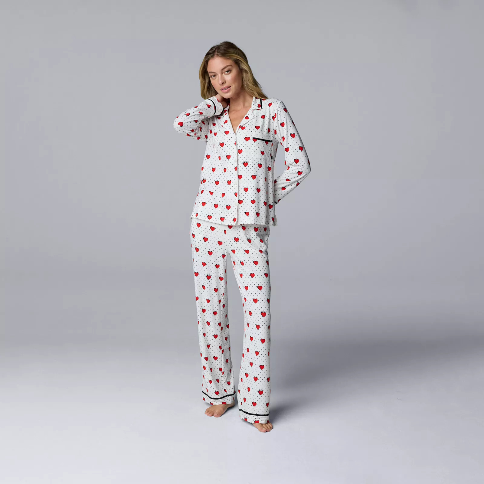 Women's Simply Vera Vera Wang Cozy Long Sleeve Pajama Top & Pajama Bottoms Set | Kohl's