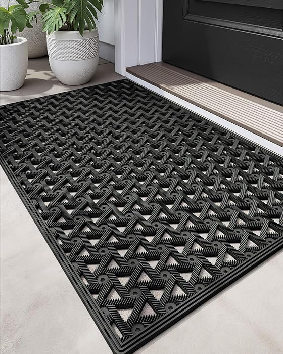 DEXI Front Door Mat Outside Entrance，24x36 Rubber Floor Doormat Heavy Duty Non Slip, Dirt Trapp... | Amazon (US)