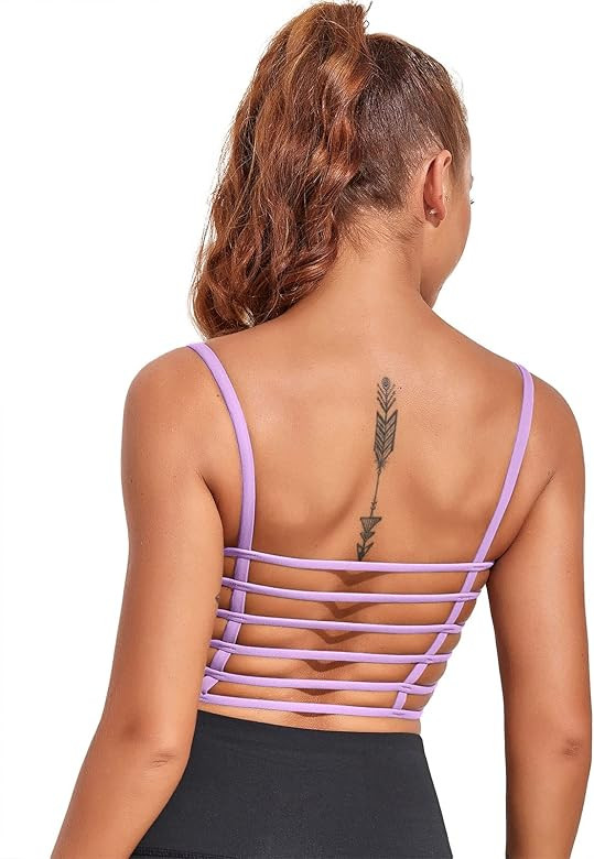 Womens Sexy Longline Sports Bra Yoga Workout Crop Tops Wirefree Padded Tank Top with Built in Bra | Amazon (US)