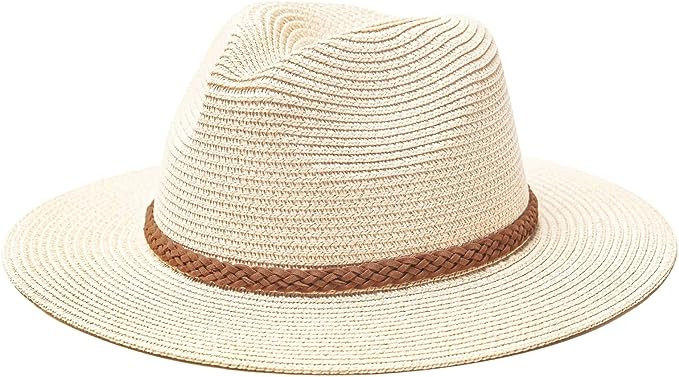 accsa Womens Straw Panama Hat Adjustable Ladies Fedora Sun Hat Wide Brim Beach Hats Summer Straw ... | Amazon (UK)