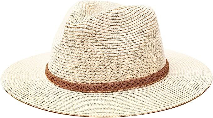 accsa Women Sun Hat Stylish Panama Straw Hat Wide Brim Summer Hat Ladies Beach Hat UPF 50+ | Amazon (US)