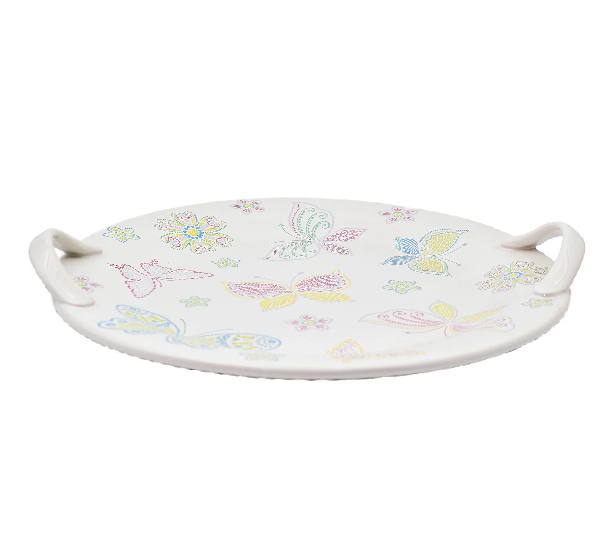 Temp-tations Seasonal 14"" Round Platter with Strap Handles | QVC