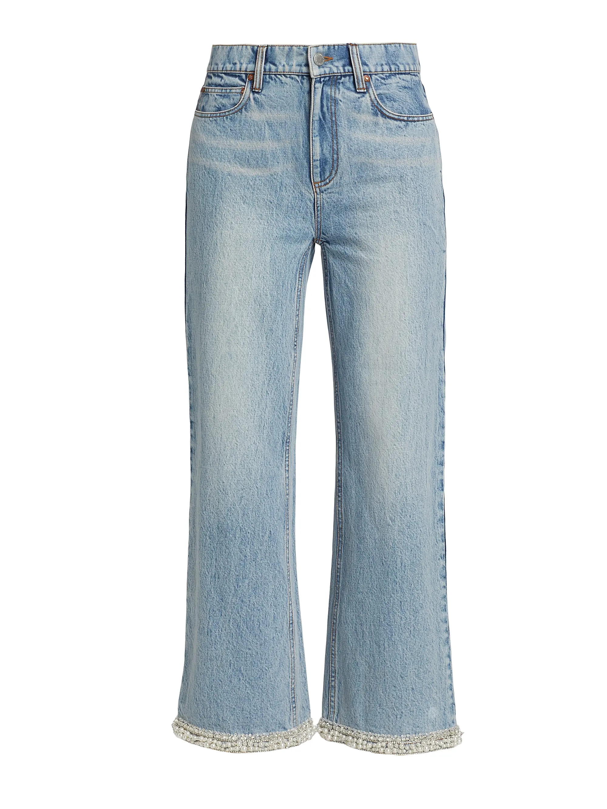 Alice + OliviaOra Embellished High-Rise Wide-Leg Jeans | Saks Fifth Avenue