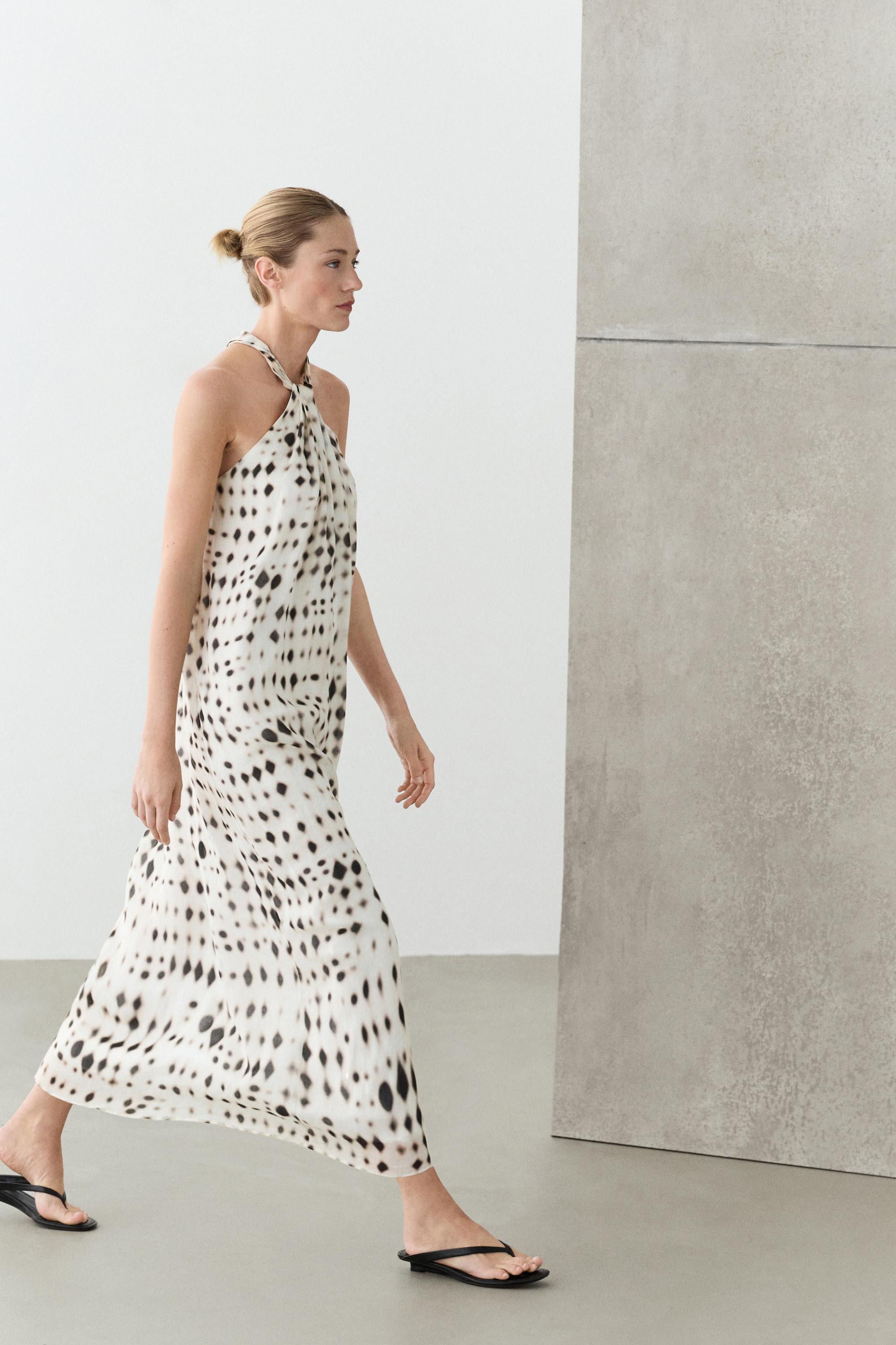 Printed halter dress | Massimo Dutti US