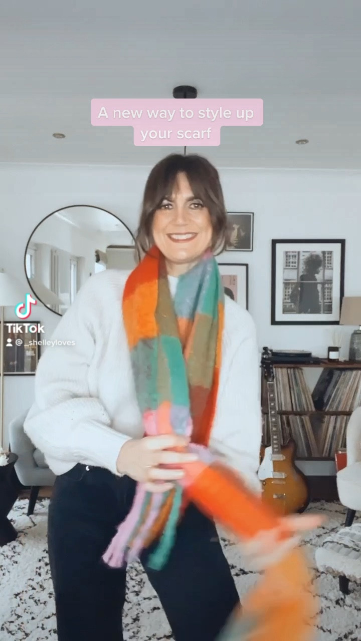 A beautiful colourful scarf styled a different way 

#LTKstyletip #LTKeurope #LTKSeasonal