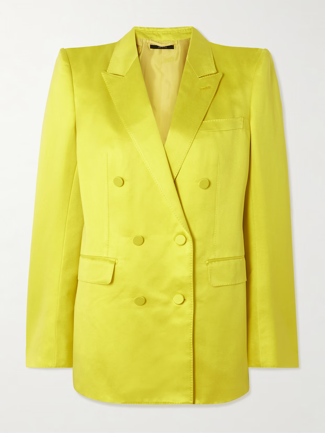 TOM FORD - Double-breasted Cotton And Silk-blend Hammered-satin Blazer - Yellow | NET-A-PORTER (US)