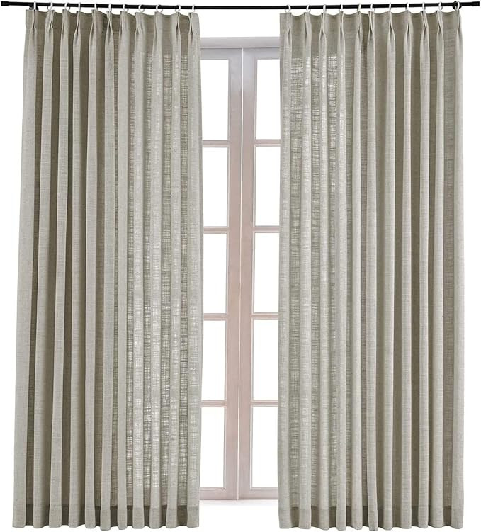 TWOPAGES 150 W x 102 L inch Pinch Pleat Darkening Drape Faux Linen Curtain Drapery Panel for Livi... | Amazon (US)
