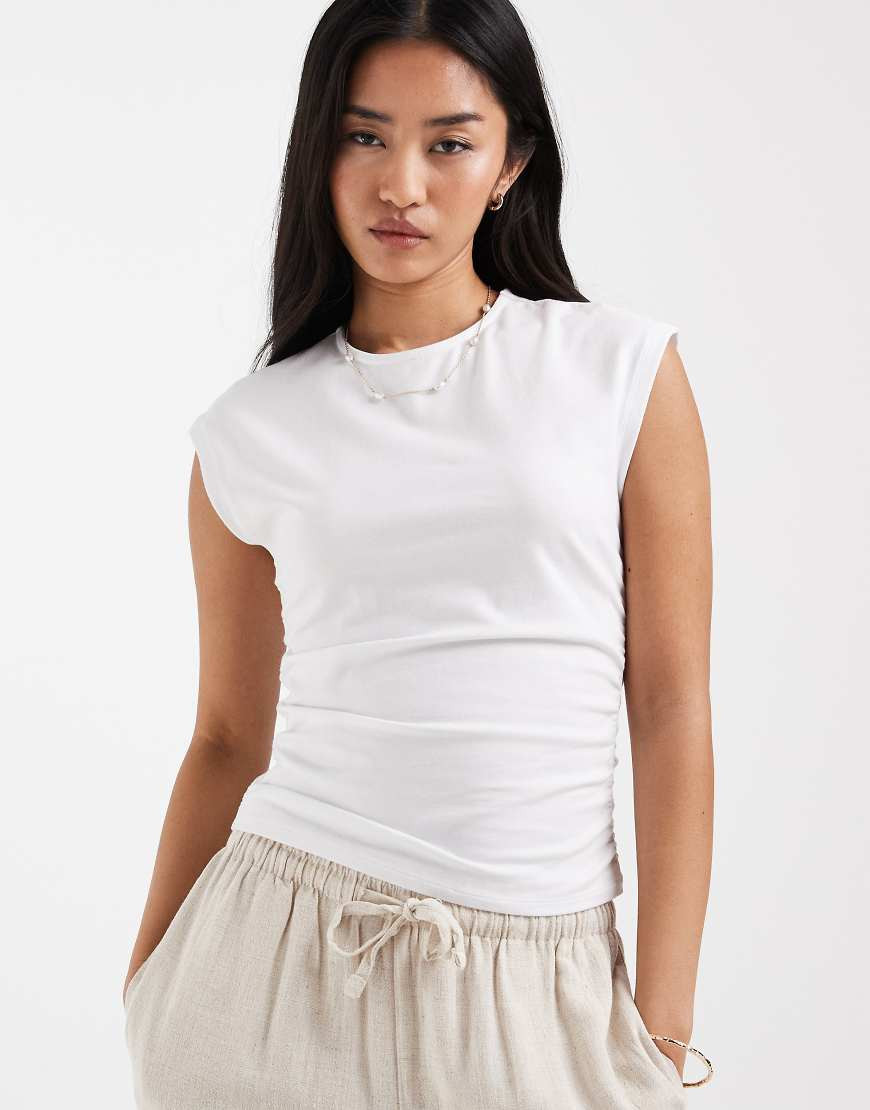 ONLY ruched sleeveless top in white | ASOS (Global)