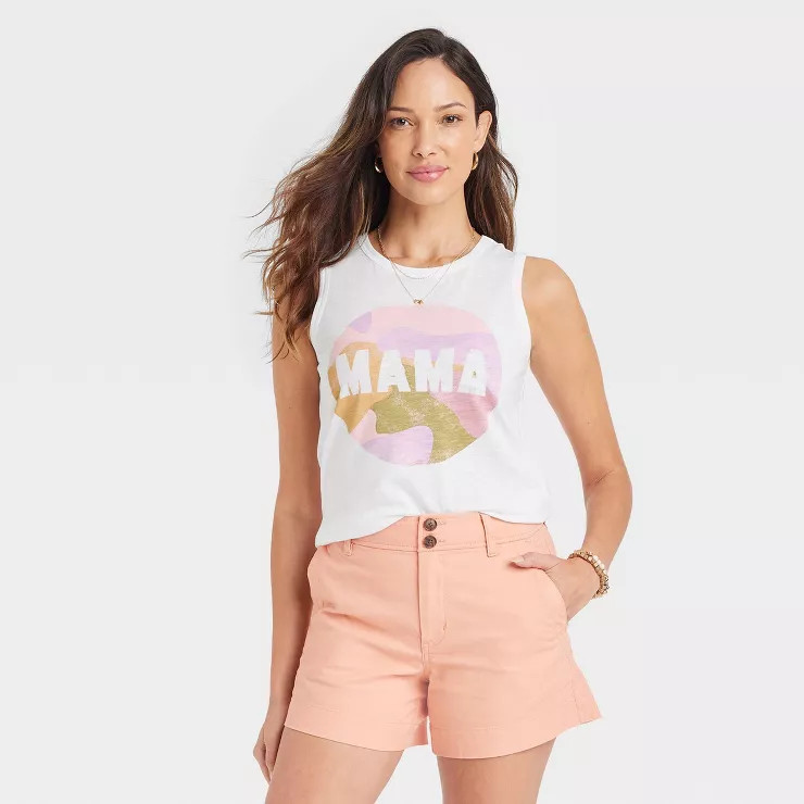 Women's Mama Watercolor Graphic Tank Top - White | Target
