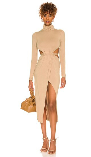 Cia Midi Dress in Camel | Revolve Clothing (Global)