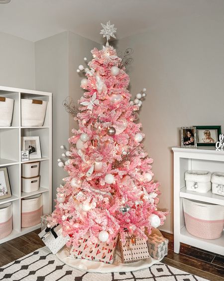 Pink Christmas tree. Christmas tree decor. white ornaments. Christmas decorating. Pink tree. 

#LTKSeasonal #LTKhome #LTKHoliday