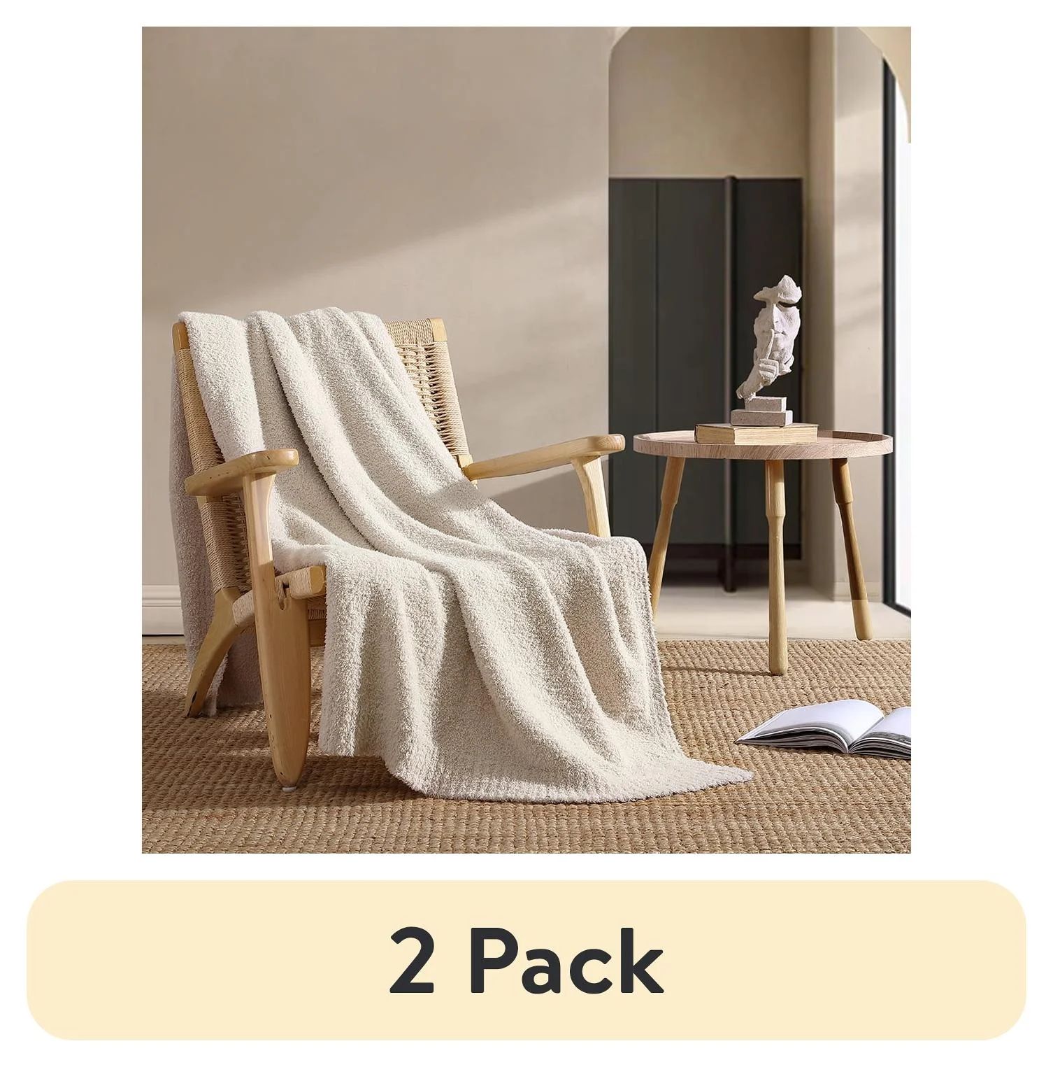 (2 pack) Better Homes and Gardens Beige Cozy Knit Throw, 50" x 72" | Walmart (US)