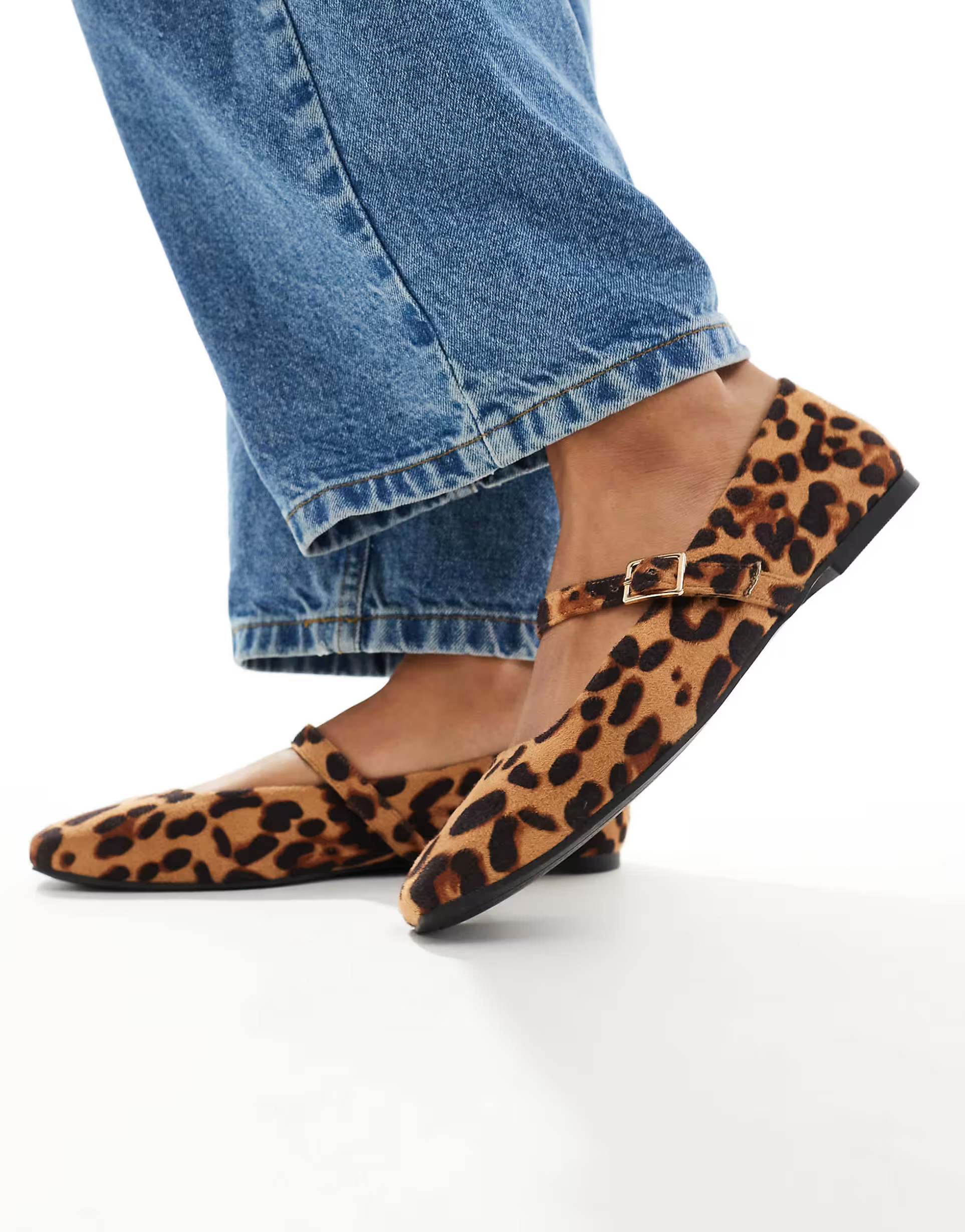 ASOS DESIGN Lottie Mary Jane Ballet in leopard suedette | ASOS | ASOS (Global)