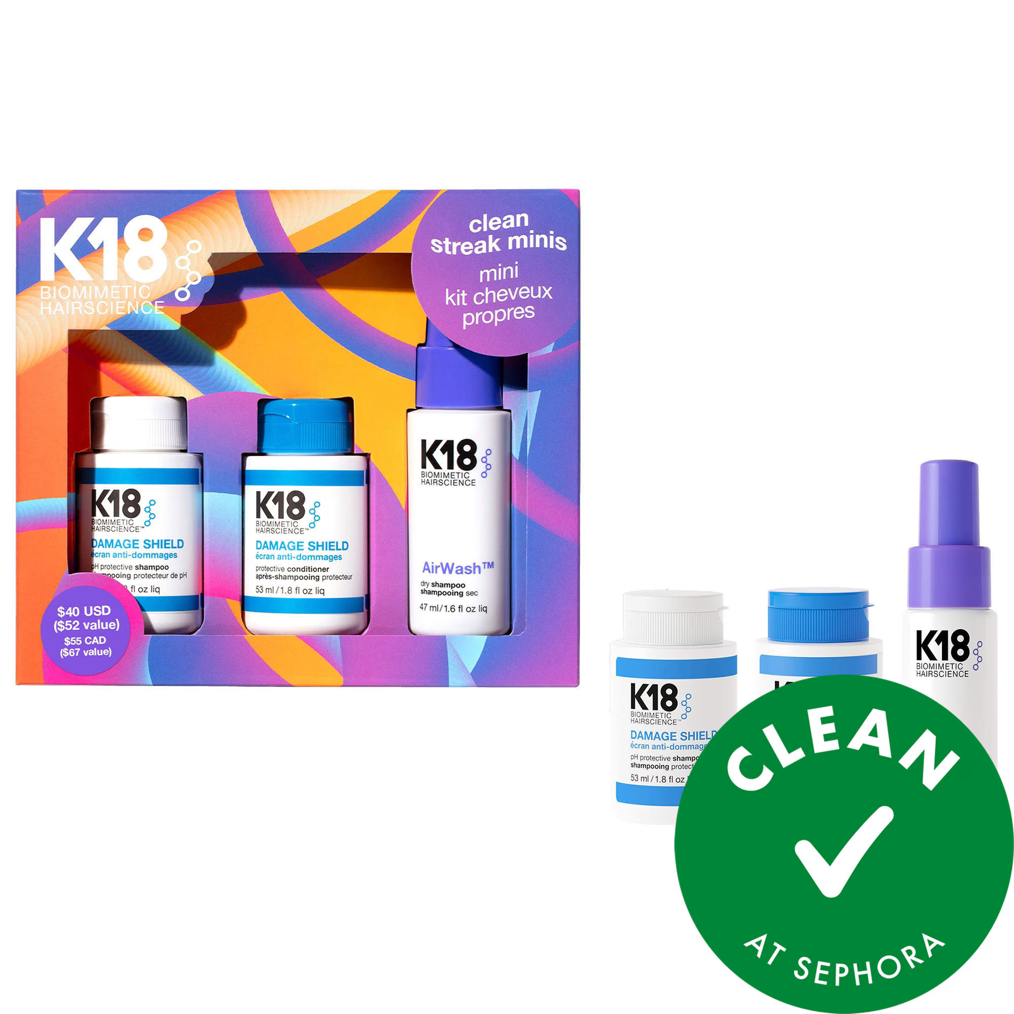 K18 Biomimetic Hairscience Clean Streak Minis Hair Gift Set | Sephora (US)