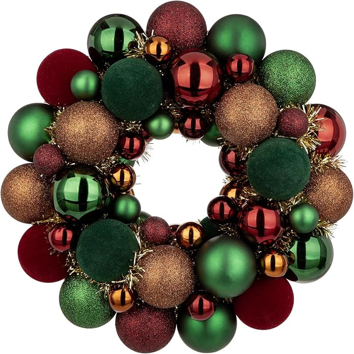 Christmas Ball Wreath 13" Xmas Wreaths Ornaments Glitter Thicken Shatterproof Garland Decoration ... | Amazon (US)