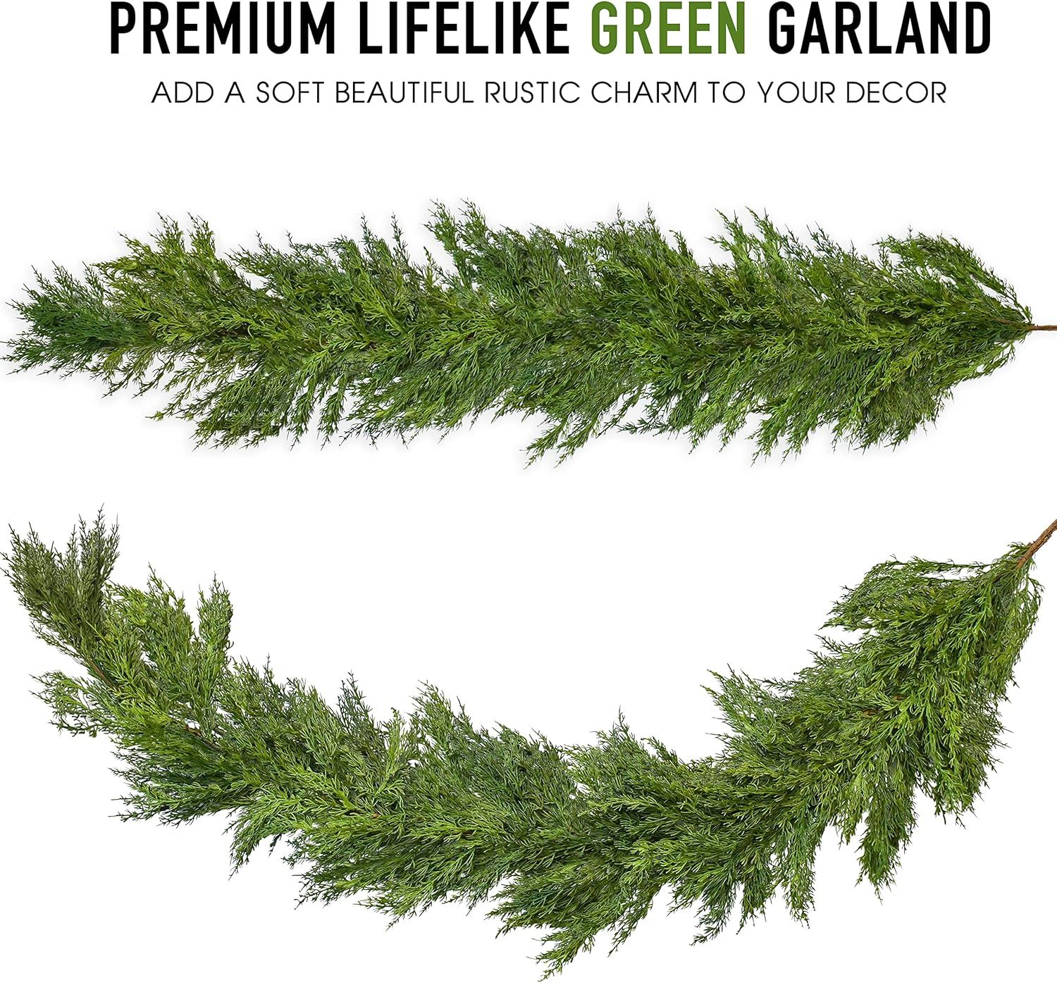 Vita Domi 72" Faux Cedar Garland Artificial Realistic, Green Garland, Faux Cypress Garland, Chris... | Amazon (US)