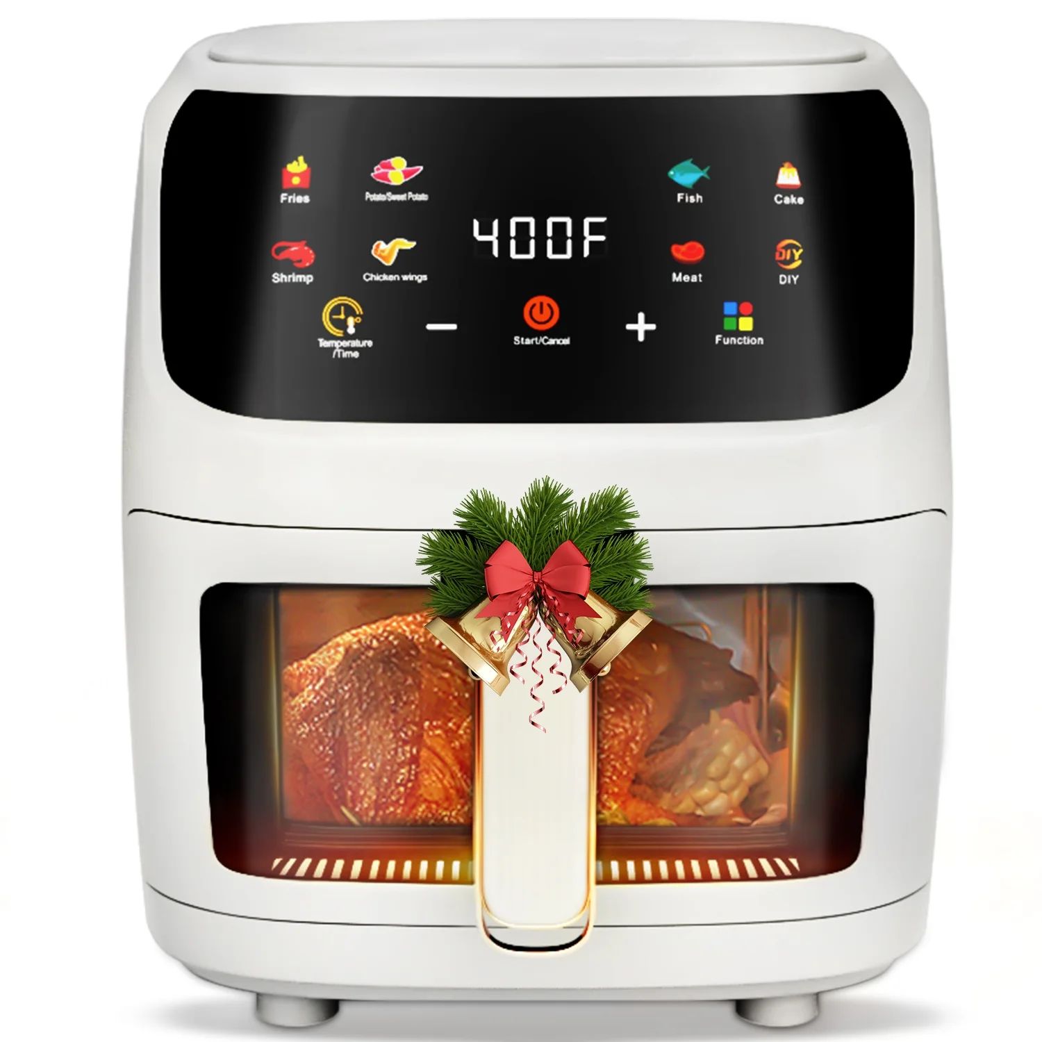 Air Fryer Large 8QT, 8-in-1 Digital Touchscreen, Visible Cooking Window, 1700W, White | Walmart (US)