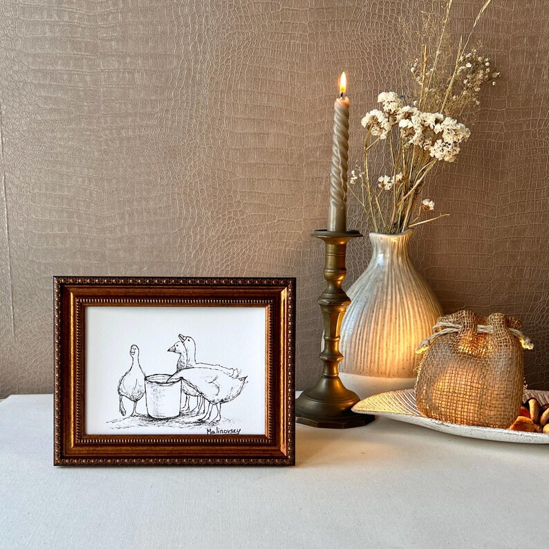 OLD FRIENDS Unframed Art Print - Duck Drawing Ink Sketch Print - Minimalist Duck Drawing - Nurser... | Etsy (US)