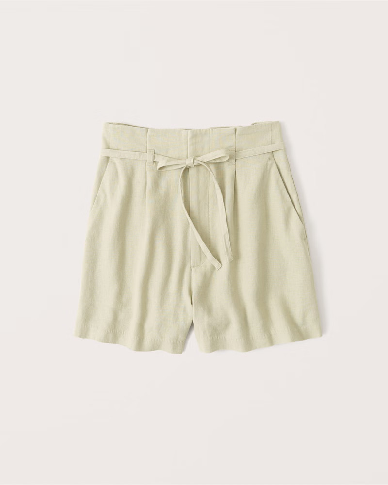 Belted Linen-Blend Shorts | Abercrombie & Fitch (US)
