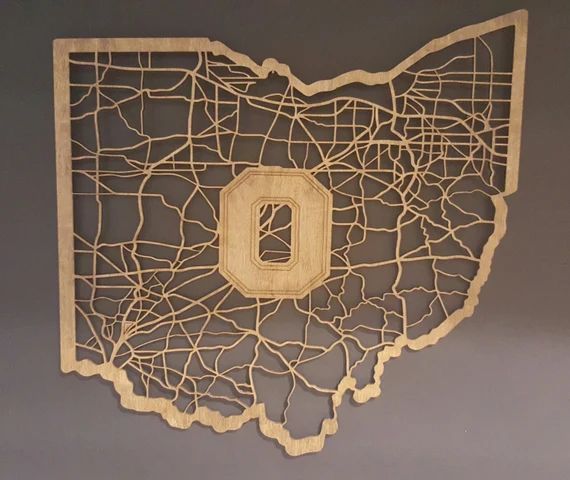 Ohio State University Ohio Road Map with Block O Wall Decor | Etsy (US)