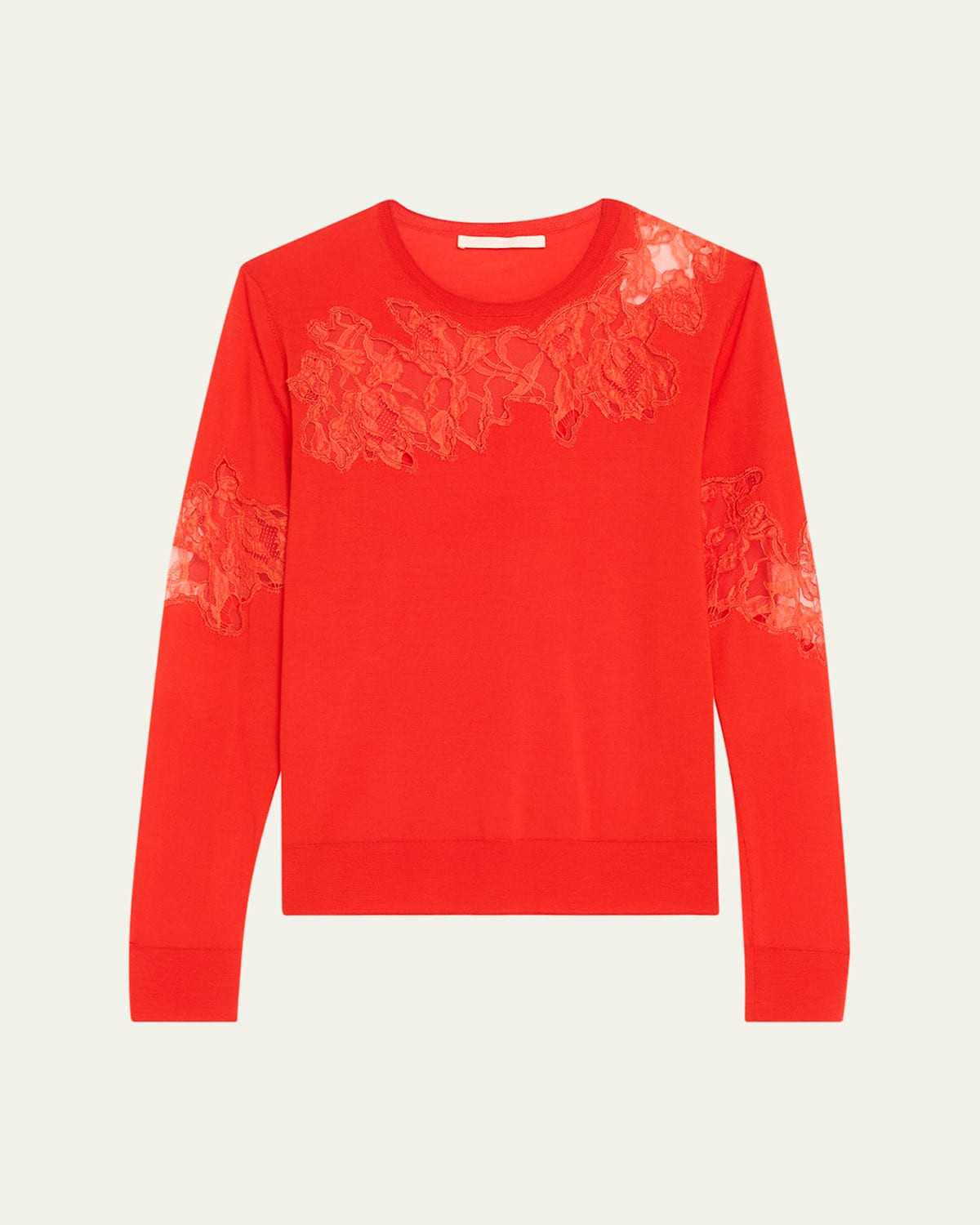 Lace-Inset Merino Wool Sweater | Bergdorf Goodman