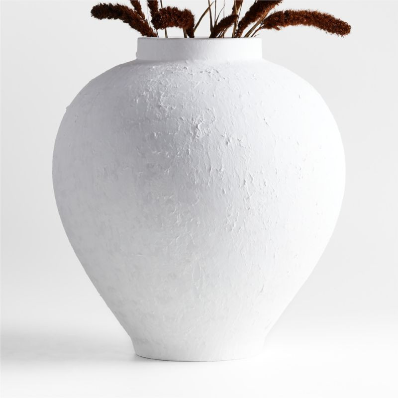 Lorient Large White Textured Ceramic Vase 18" by Laura Kim + Reviews | Crate & Barrel | Crate & Barrel