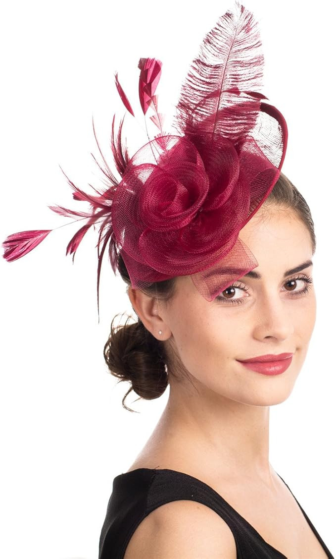 SAFERIN Women's Fascinators Feathers Tea Party Hat Veil Headband with Hair Clip for Cocktail Chur... | Amazon (US)