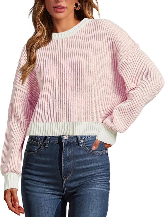 MISSFASHION Beyond Chenille Sweater for Women Fall Casual Long Sleeve Crew Neck Pullover Rib Knit... | Amazon (US)