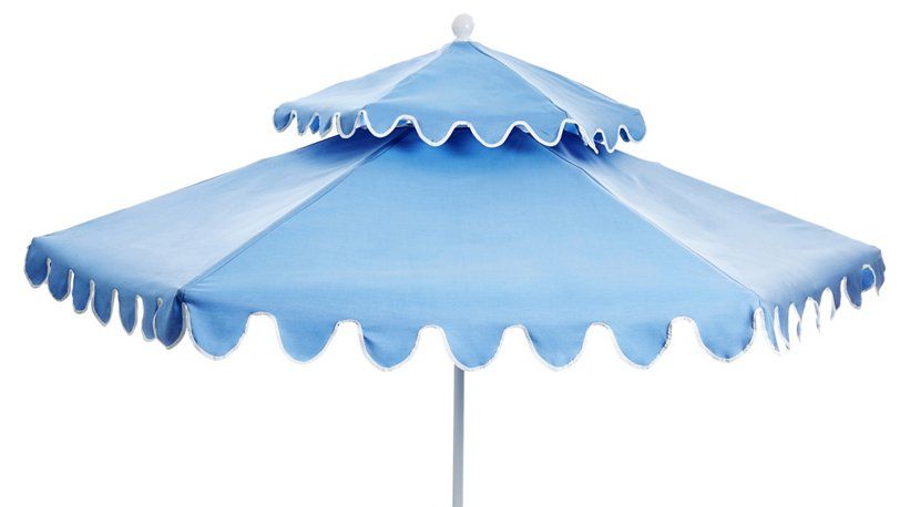 Daiana Two-Tier Patio Umbrella, Light Blue/White | One Kings Lane