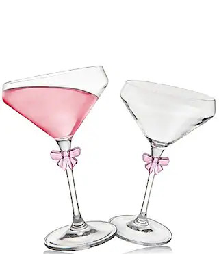 Godinger Runway Pink Bow Novelty Coupe Glasses Set of 2 | Dillard's