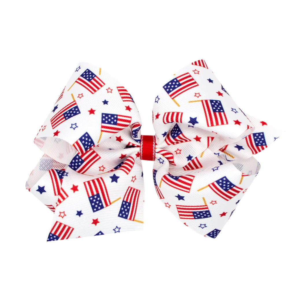 Wee Ones King Grosgrain Americana Flag Hair Bow | JoJo Mommy