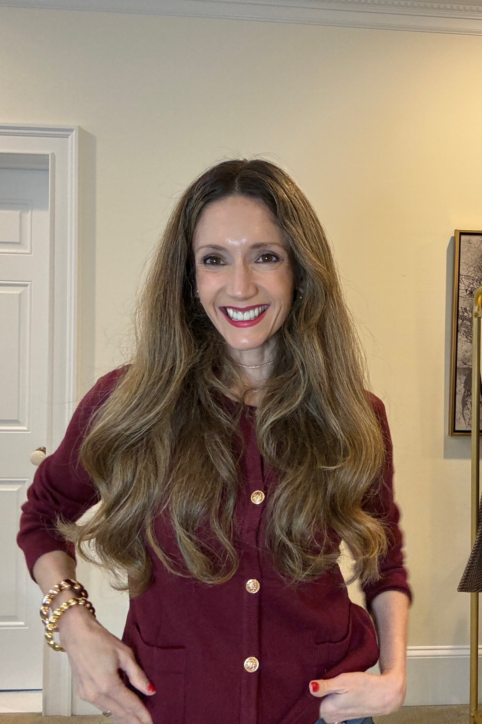 Burgundy cardigan for less from Amazon! Also these bracelets are my go to statement jewelry ✨

#LTKStyleTip #LTKSeasonal #LTKFindsUnder50