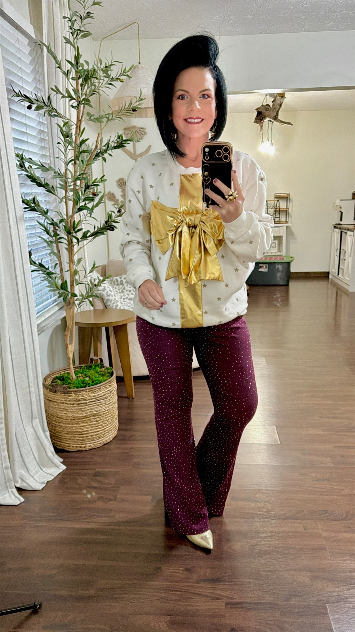 No Boundaries Faux Rhinestone Studded Ribbed Flare Pants, 31'' Inseam, Women's

These pants are fun to pair with a festive top of any kind. Add a fun glitter or metallic boot and you have an outfit that’s comfy but put together 
Sorry can’t link my top as it’s a Marshall’s find from last year. 

#LTKHoliday #LTKootd #LTKOver40