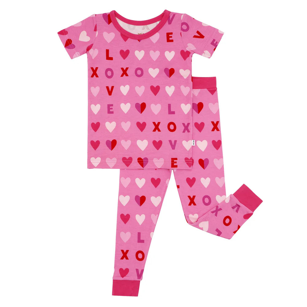 Pink XOXO Two-Piece Short Sleeve Pajama Set | Little Sleepies