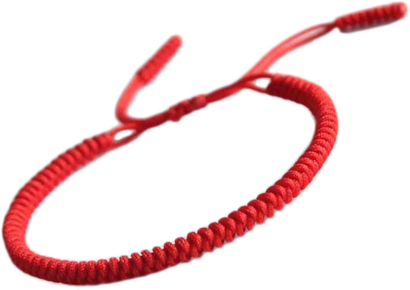 Men Women Chinese Lucky Red String Bracelet Tibetan Buddhist Prayer Handmade Yoga Prayer Rope Mala Bracelet Adjustable Size | Amazon (US)